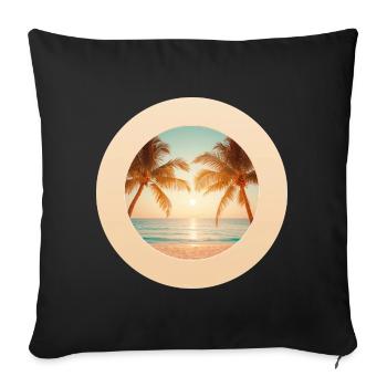 Sonnenuntergang am Palmenstrand - Sofakissenbezug 45 x 45 cm - Schwarz - Vorne