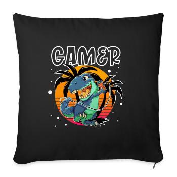 Gamer T Rex - Sofa pillowcase 17,3'' x 17,3'' (45 x 45 cm) - black - Front
