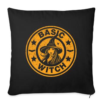 Sorcière de base Vintage Halloween Esthétique Citrouille - Housse de coussin décorative 45 x 45 cm - noir - Devant