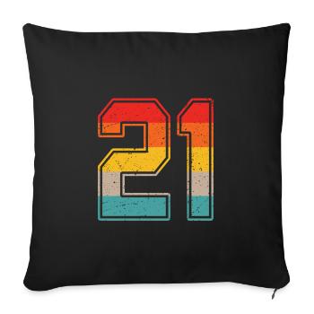 Maillot rétro 21 ans Numéro 21 T-shirt numéro 21 - Housse de coussin décorative 45 x 45 cm - noir - Devant