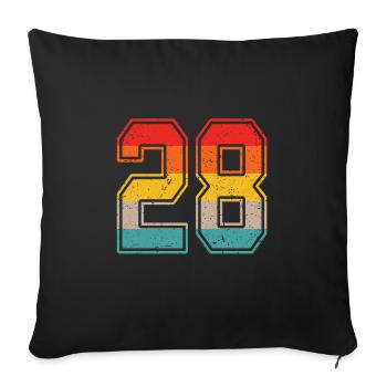 28 ans Maillot rétro numéro 28 T-shirt numéro 28 - Housse de coussin décorative 45 x 45 cm - noir - Devant