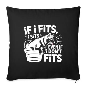 If I Fits I Sits Husky Funny Dog Quote  - Sofa pillowcase 17,3'' x 17,3'' (45 x 45 cm) - black - Front