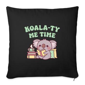 Cute Koala Reading A Book Koala-ty Me Time Pun - Sofa pillowcase 17,3'' x 17,3'' (45 x 45 cm) - black - Front