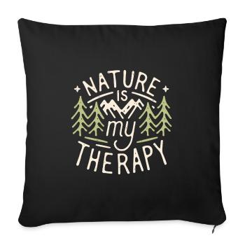 Nature is my therapy funny hiking camping mountain - Sofa pillowcase 17,3'' x 17,3'' (45 x 45 cm) - black - Front
