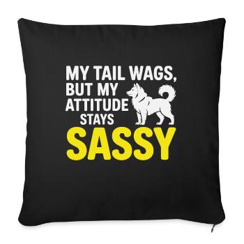 Citation drôle sur l'attitude impertinente d'un chien husky - Housse de coussin décorative 45 x 45 cm - noir - Devant