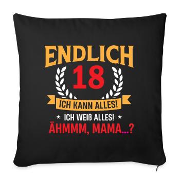 Finally 18 Birthday Saying Design - Sofa pillowcase 17,3'' x 17,3'' (45 x 45 cm) - black - Front