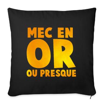 T shirt Mec en or_message Impactante en Tons Dorés - Housse de coussin décorative 45 x 45 cm - noir - Devant