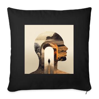 Portraits Nature et Amitié Spirituelle - Housse de coussin décorative 45 x 45 cm - noir - Devant