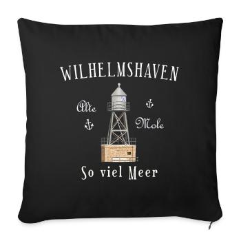 Wilhelmshaven, hand drawing, so much sea North Sea - Sofa pillowcase 17,3'' x 17,3'' (45 x 45 cm) - black - Front