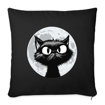 Moon Cat Midnight - Sofa pillowcase 17,3'' x 17,3'' (45 x 45 cm) - black - Front