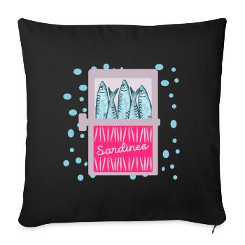 FISH TIN SARDINES FISH TIN - Sofa pillowcase 17,3'' x 17,3'' (45 x 45 cm) - black - Front