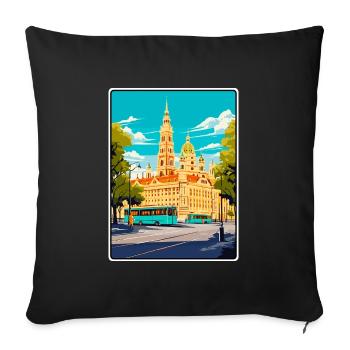 Vienna Austria Vintage Cityscape Art Illustration - Sofa pillowcase 17,3'' x 17,3'' (45 x 45 cm) - black - Front