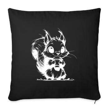 Coffee makes the squirrel awake and funny - Sofa pillowcase 17,3'' x 17,3'' (45 x 45 cm) - black - Front