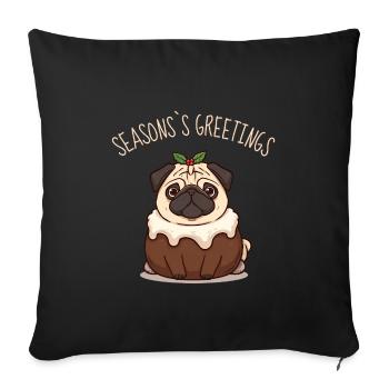 French Bulldog – Season's Greetings Christmas - Sofa pillowcase 17,3'' x 17,3'' (45 x 45 cm) - black - Front