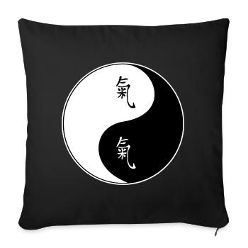Yin Yang Symbol with Chinese Characters - Sofa pillowcase 17,3'' x 17,3'' (45 x 45 cm) - black - Front