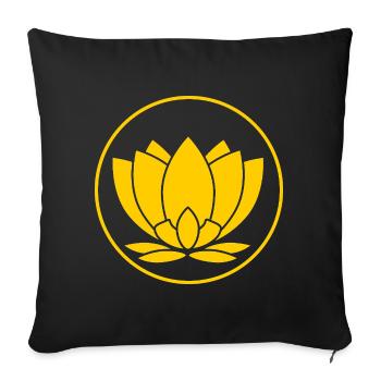 Yellow Lotus Blossom Illustration - Sofa pillowcase 17,3'' x 17,3'' (45 x 45 cm) - black - Front