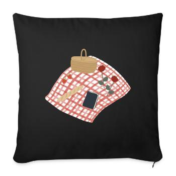 Illustration de scène de pique-rustique - Housse de coussin décorative 45 x 45 cm - noir - Devant