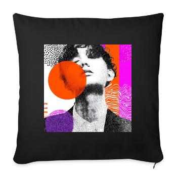 Wraparound Abstract Pop Art Portrait - Sofa pillowcase 17,3'' x 17,3'' (45 x 45 cm) - black - Front