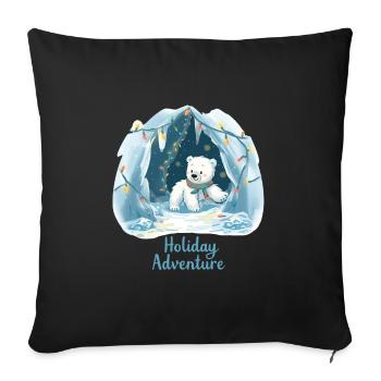 Sweet Christmas Polar Bear – Holiday Adventure - Sofa pillowcase 17,3'' x 17,3'' (45 x 45 cm) - black - Front