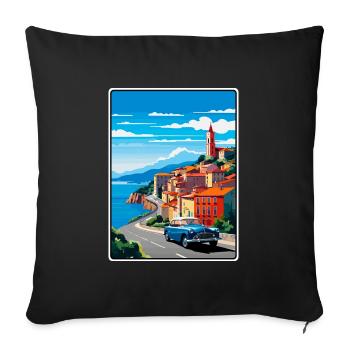 Affiche de voyage vintage de Bilbao, Espagne, paysage urbain WPA - Housse de coussin décorative 45 x 45 cm - noir - Devant