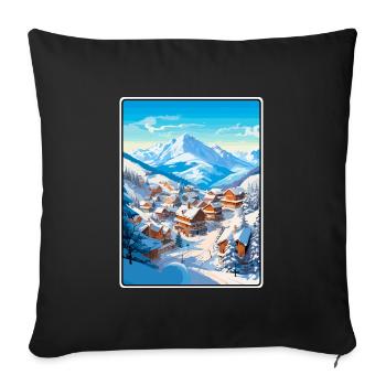 Poster de voyage vintage de Meribel France Paysage urbain WPA - Housse de coussin décorative 45 x 45 cm - noir - Devant
