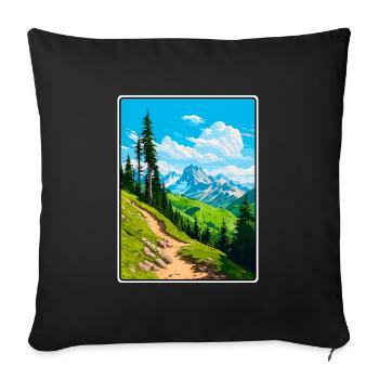 Affiche de voyage Piz Badile Suisse Paysage urbain WPA - Housse de coussin décorative 45 x 45 cm - noir - Devant