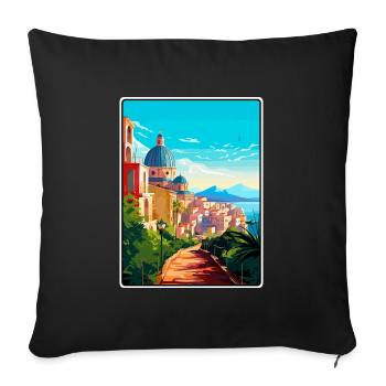 Cagliari Italy Mediterranean Sunrise Travel Poster - Sofa pillowcase 17,3'' x 17,3'' (45 x 45 cm) - black - Front