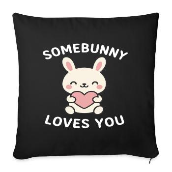 Fille lapin - Housse de coussin décorative 45 x 45 cm - noir - Devant