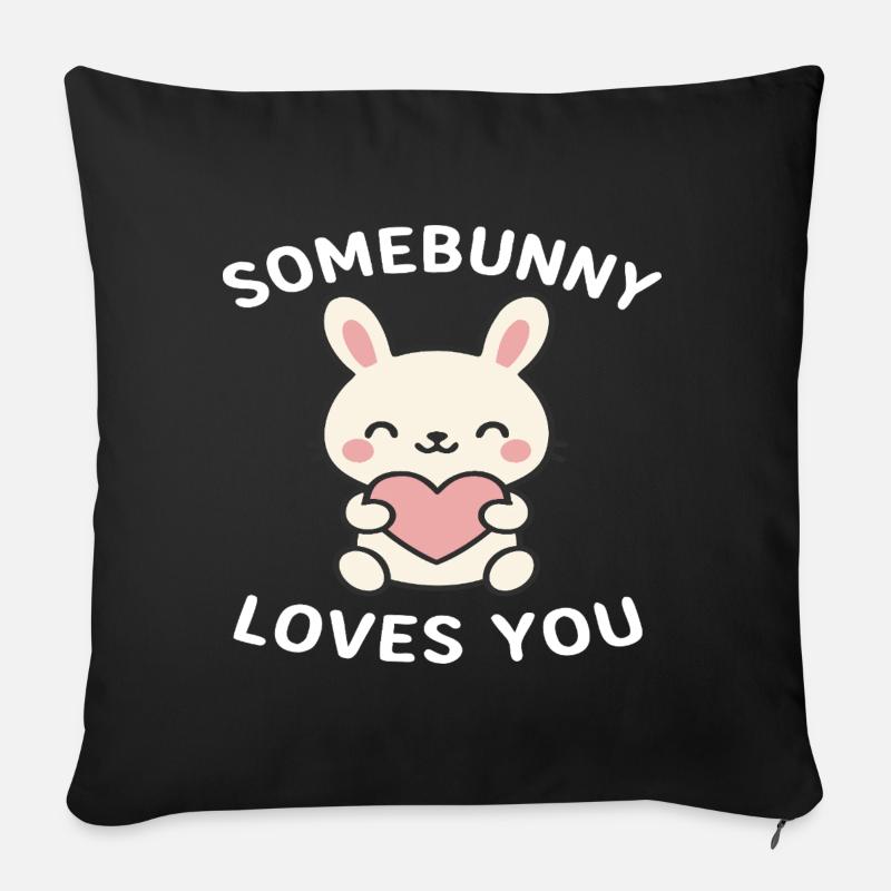 Fille lapin - Housse de coussin décorative 45 x 45 cm - noir
