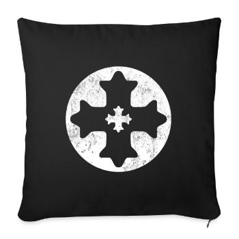 Eastern Coptic cross in white circle - Sofa pillowcase 17,3'' x 17,3'' (45 x 45 cm) - black - Front