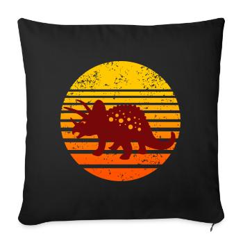 Motif de coucher de soleil de dinosaure - Housse de coussin décorative 45 x 45 cm - noir - Devant