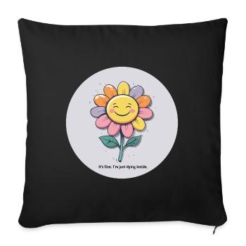 Fleur gaie - Housse de coussin décorative 45 x 45 cm - noir - Devant