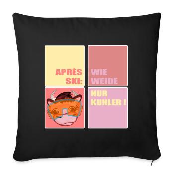 APRÈS-SKI SKIING COW FUNNY - Sofa pillowcase 17,3'' x 17,3'' (45 x 45 cm) - black - Front