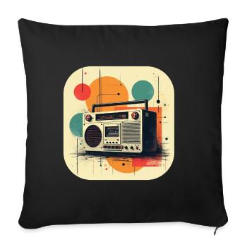 Retro Ghetto Blaster T Shirt - Sofakissenbezug 45 x 45 cm - Schwarz - Vorne