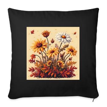 8-Bit Autumn Blooms - Sofa pillowcase 17,3'' x 17,3'' (45 x 45 cm) - black - Front