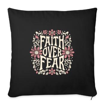 Une fille chrétienne cite la foi sur la peur rose vintage - Housse de coussin décorative 45 x 45 cm - noir - Devant
