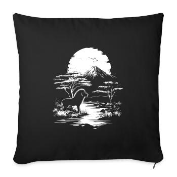 Lion Silhouette Africa Nature Forest Mountains - Sofa pillowcase 17,3'' x 17,3'' (45 x 45 cm) - black - Front