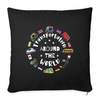 Means of transport around the world - Sofa pillowcase 17,3'' x 17,3'' (45 x 45 cm) - black - Front