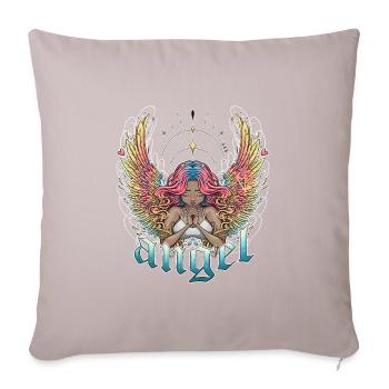 Ange céleste aux ailes multicolores - Housse de coussin décorative 45 x 45 cm - taupe clair - Devant