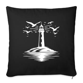 Phare Tatouage Lumière Côtière pour Garde Côtière - Housse de coussin décorative 45 x 45 cm - noir - Devant