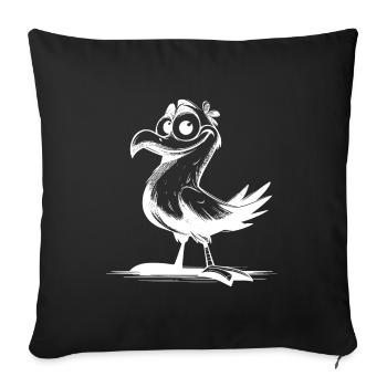 Comedy bird laugh guarantee with beak - Sofa pillowcase 17,3'' x 17,3'' (45 x 45 cm) - black - Front