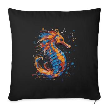 Buntes Seepferdchen - Sofakissenbezug 45 x 45 cm - Schwarz - Vorne