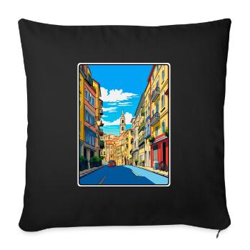 Bilbao, Espagne, ville vivante, scène de rue, Affiche de voyage - Housse de coussin décorative 45 x 45 cm - noir - Devant