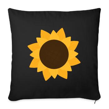 Motif botanique de tournesol ensoleillé - Housse de coussin décorative 45 x 45 cm - noir - Devant