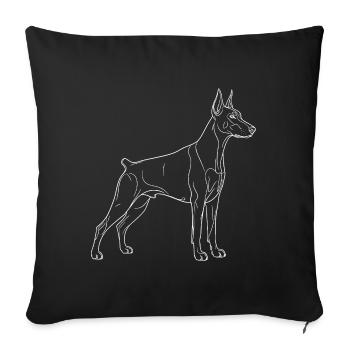 Dessin linéaire Doberman – Motif chien minimaliste - Housse de coussin décorative 45 x 45 cm - noir - Devant