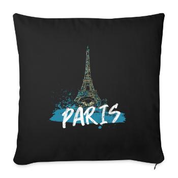 Tour Eiffel de Paris avec calligraphie - Housse de coussin décorative 45 x 45 cm - noir - Devant
