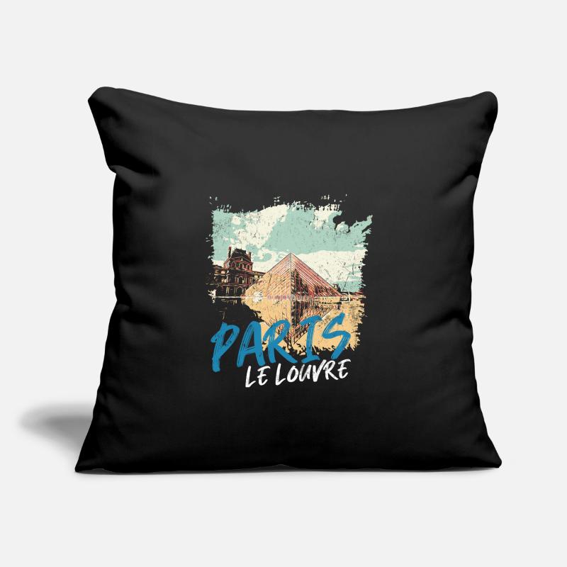 Pyramide du Louvre et Monuments de Paris Housse de coussin décorative 45 x 45 cm