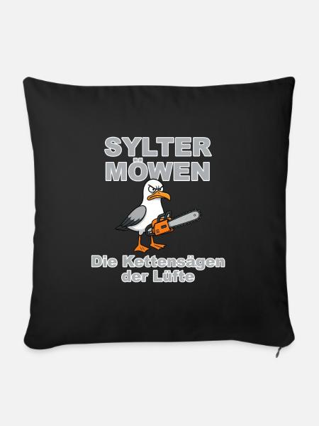 Sylter Möwen Grau:Design by Dekoinsel Sylt - Pudebetræk 45 x 45 cm - sort