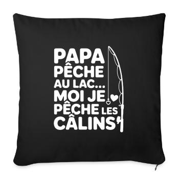 Baby Humor T-Shirt – Daddy Peach, Me Hugs 💖 - Sofa pillowcase 17,3'' x 17,3'' (45 x 45 cm) - black - Front