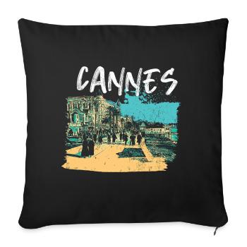Retro view of the Croisette in Cannes - Sofa pillowcase 17,3'' x 17,3'' (45 x 45 cm) - black - Front